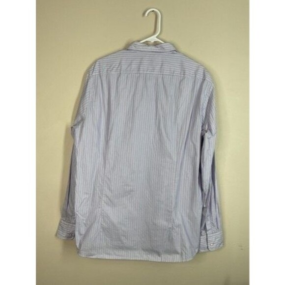 Hugo Boss Regular Fit Striped Button Up Long Sleeve Dress Shirt Men Size XL Purp - Picture 9 of 11